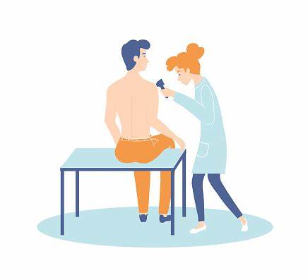 Doctor checking skin of a patient